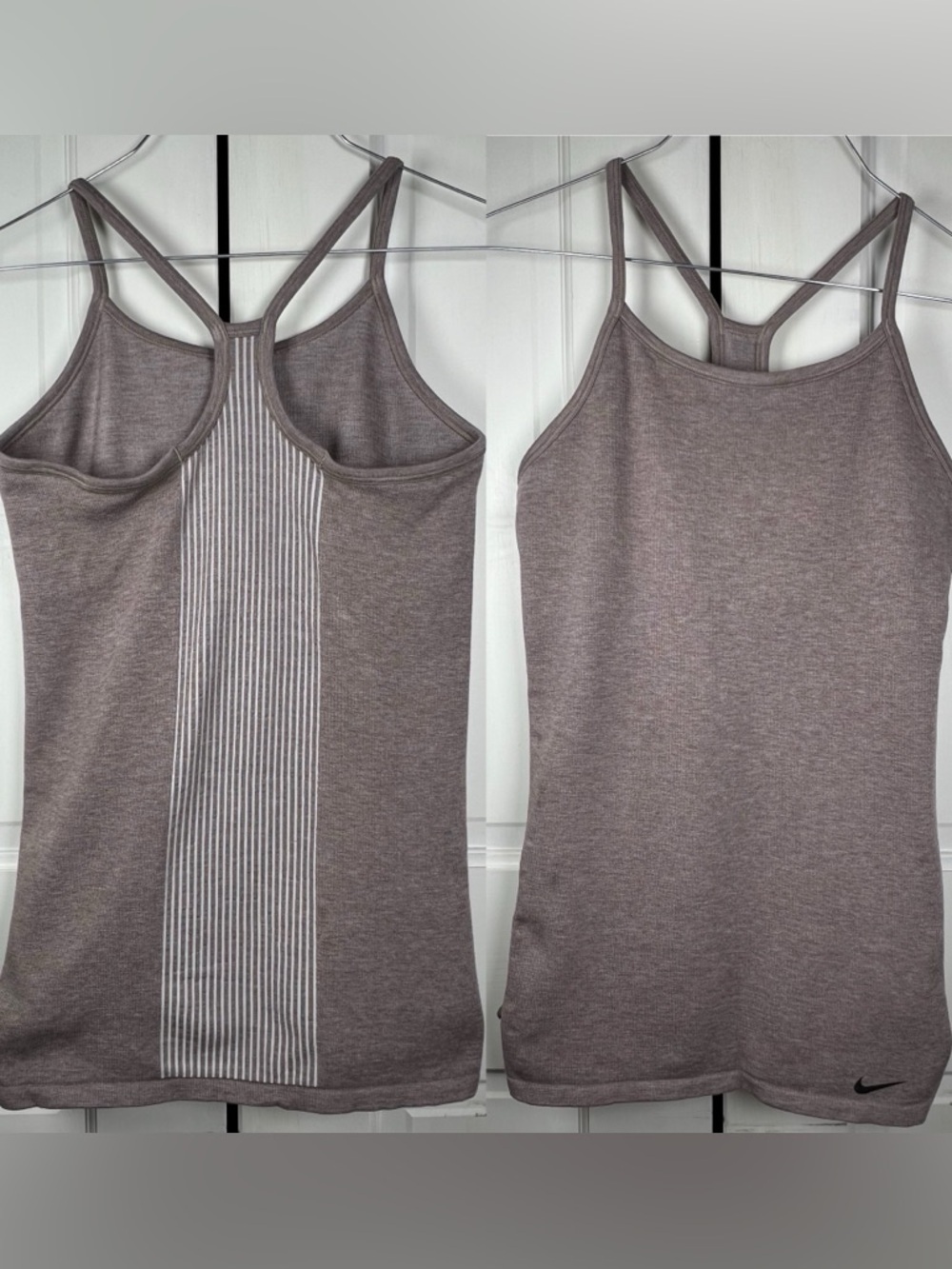 Nike Women's Racerback Sports Top Light Brown/white Inner Bra Size L - Picture 1 of 6
